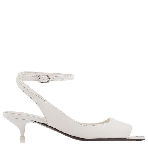 Alexander McQueen New Ivory Leather Punk Ankle Strap Sandals - Silver Tone/White - 757494WIEA19359