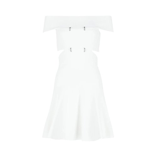 Alexander McQueen Off-The-Shoulder Sliced Mini Dress - Optic White - 748048Q1A5Z9026