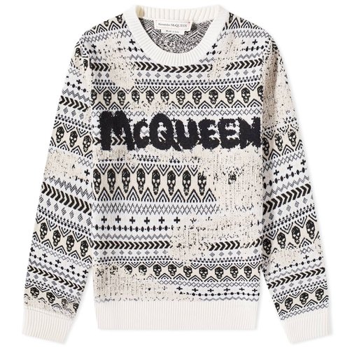 Alexander McQueen Wool Logo Sweater - White/Black - 729257Q1BAB9234