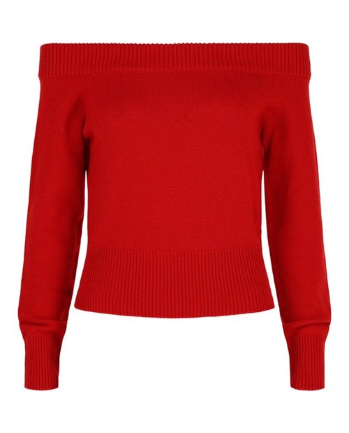 Alexander McQueen OffTheShoulder Wool And Cashmere Blend Sweater - Lust Red - 758588Q1A6Y6610