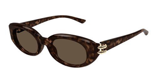 Alexander McQueen Oval Ladies Sunglasses AM0469S 002 50 - Brown - AM0469S00250
