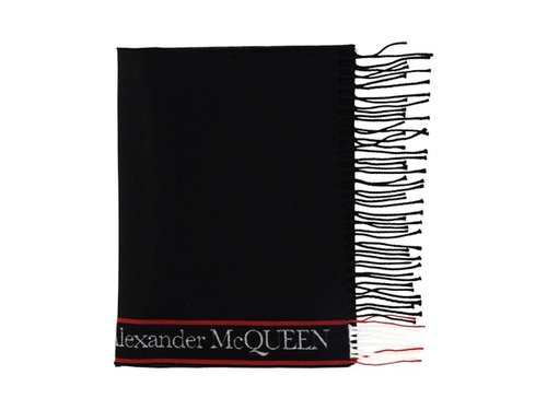 Alexander McQueen Reversible LogoPrint Scarf - Black/Red - 6262364777Q1074