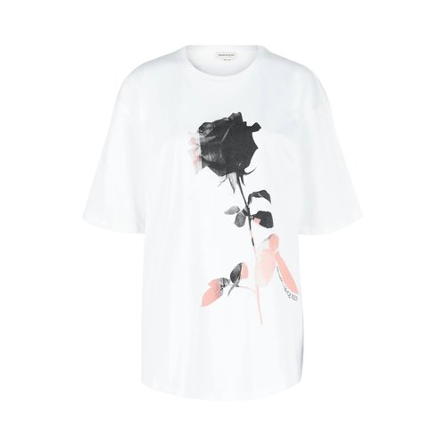 Alexander McQueen Rose Print Graphic T-Shirt - 653557QZACS0900
