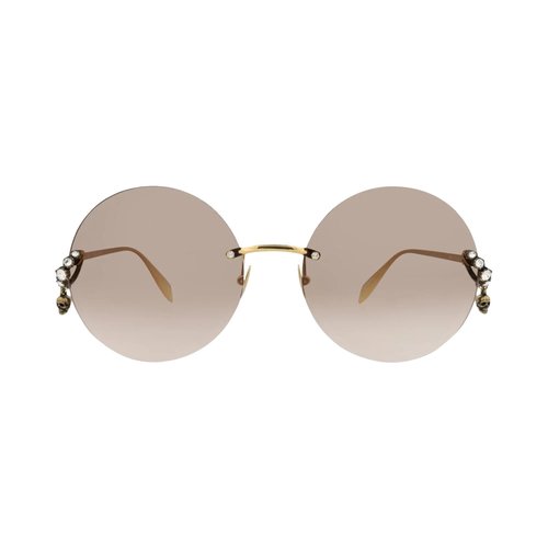Alexander McQueen Round-Frame Metal Sunglasses - AM0418S30014346002