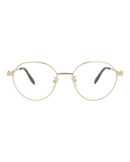 Alexander McQueen RoundFrame Metal Optical Frames - Gold Gold Transparent (Am0319O/30010861/002)