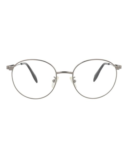 Alexander McQueen RoundFrame Metal Optical Frames - Ruthenium Ruthenium Transparent (Am0232O/30008070/001)
