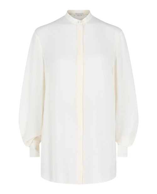 Alexander McQueen Sheer Georgette Blouse - Soft White - 610772QBAAF9016