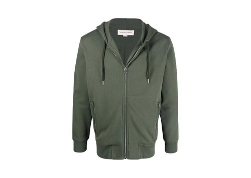 Alexander McQueen Side LogoPrint ZipUp Hoodie - Dark Green - 654794QSX750904