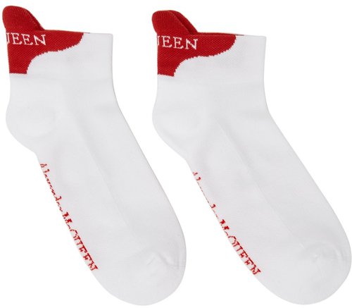 Alexander McQueen Signature Knit Socks - White Red - 5720164B67Q9074