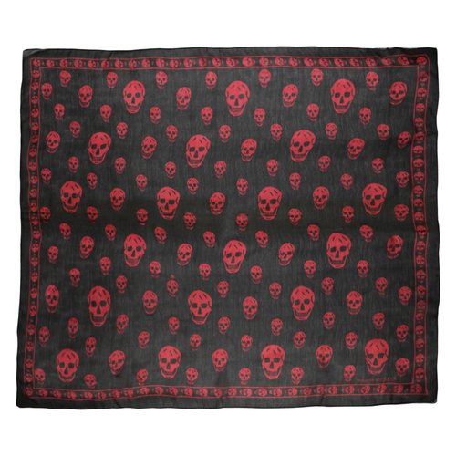 Alexander McQueen Skull Print Silk Scarf - Black Red - 5577174Q0601074