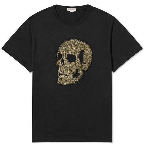 Alexander McQueen Skull Print T-Shirt - Black/Gold - 781979QTAA40566