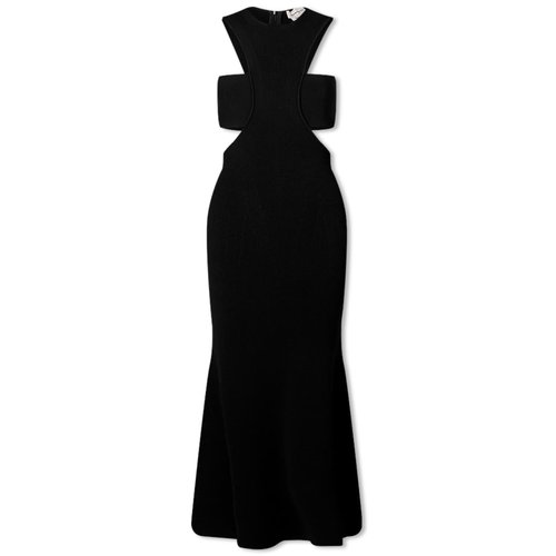 Alexander McQueen Slashed Harness Midi Dress - Black - 734602Q1A471000