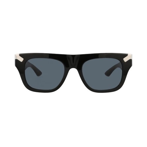Alexander McQueen Square Sunglasses - 002 Black Black Blue - AM0441S002