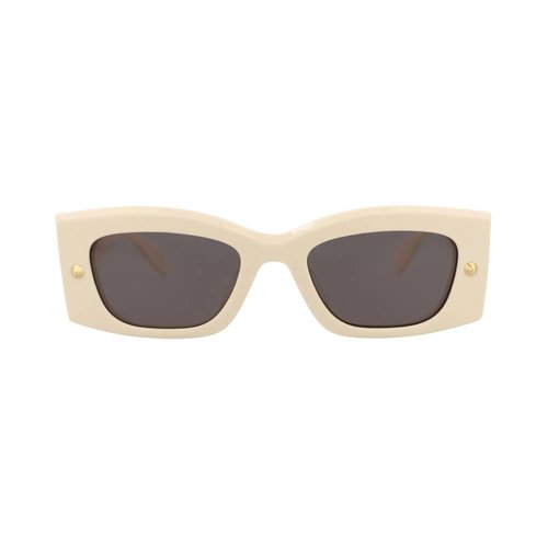 Alexander McQueen Square Sunglasses - 005 Ivory Ivory Grey - AM0426S005