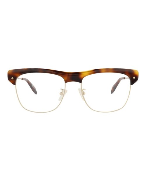 Alexander McQueen SquareFrame Acetate Optical Frames - Havana Gold Transparent (Am0237O/30008072/002)