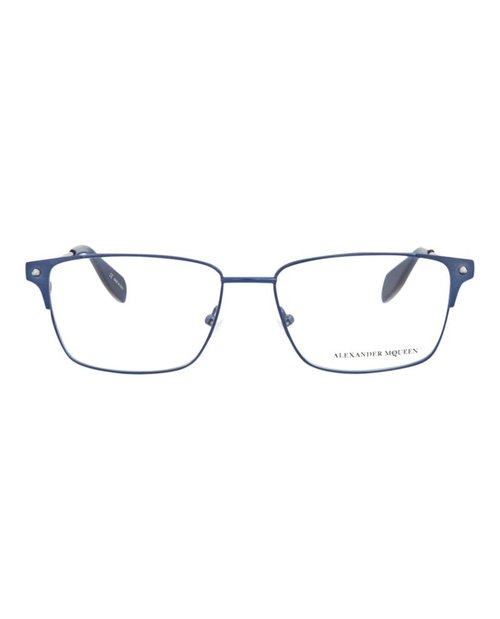 Alexander McQueen SquareFrame Metal Optical Frames - Blue Silver Transparent (Am0142O/30002595/003)