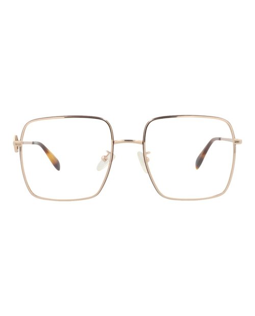 Alexander McQueen SquareFrame Metal Optical Frames - Gold Gold Transparent (Am0227O/30008282/003)