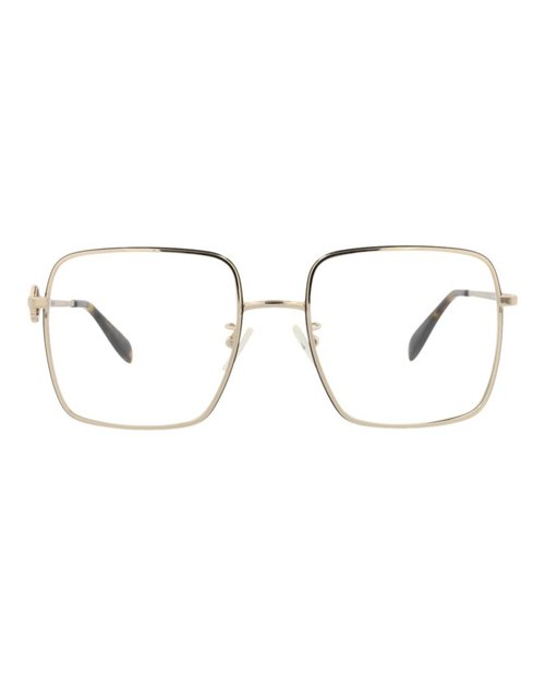 Alexander McQueen SquareFrame Metal Optical Frames - Gold Gold Transparent (Am0227O/30008282/002)