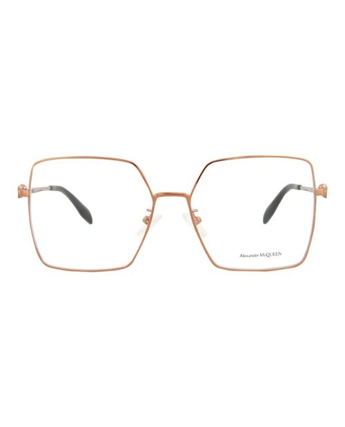 Alexander McQueen SquareFrame Metal Optical Frames - Nude Nude Transparent (Am0276O/30009376/003)