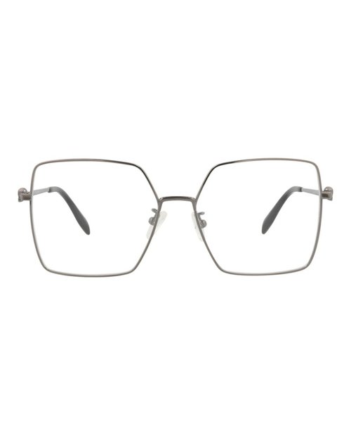 Alexander McQueen SquareFrame Metal Optical Frames - Ruthenium Ruthenium Transparent (Am0276O/30009376/001)