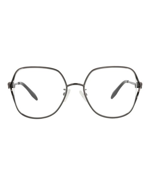 Alexander McQueen SquareFrame Metal Optical Frames - Ruthenium Ruthenium Transparent (Am0368O/30012321/001)
