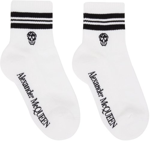 Alexander McQueen & Stripe Skull Sport Socks - White/Black - 6454233D17Q9060