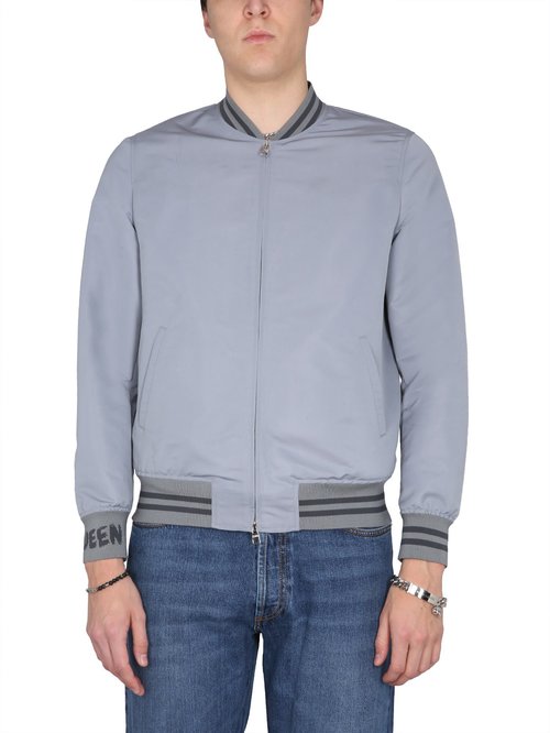 Alexander McQueen Stripe Trim Bomber Jacket - 717675QUR771265