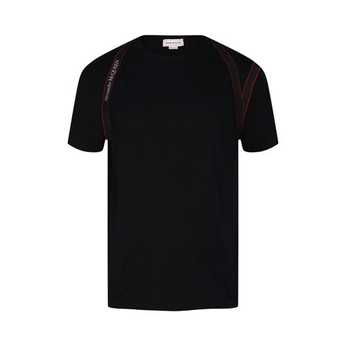 Alexander McQueen Tape Logo Harness Crewneck T-Shirt - 659607QUX061000