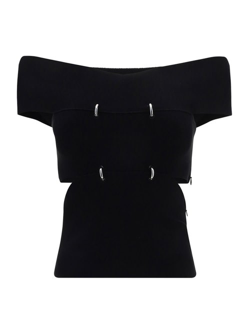 Alexander McQueen Sliced Off-The-Shoulder Top - 748051Q1A5Z1000