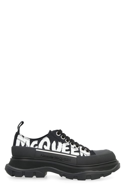 Alexander McQueen Tread Slick Low Lace Up McQueen Graffiti Logo White - Black - 708753W4RQ21006