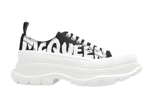 Alexander McQueen Tread Slick Lace Up 'McQueen Graffiti Logo; - Black/White - 708753W4RQ21041