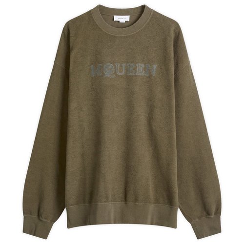 Alexander McQueen Vintage Stonewash Logo Crew Sweatshirt - Peak Green Washed - 801391QXABE3047