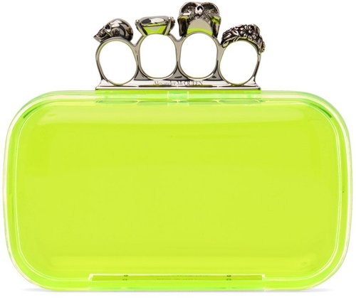 Alexander McQueen Skull Four-Ring Clutch - Acid Yellow - 722547JA90C7205