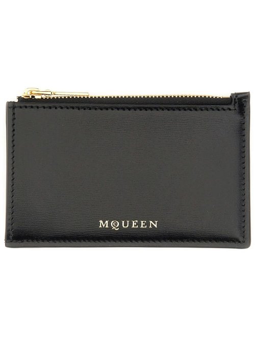 Alexander McQueen Zippered Card Holder - 8368841MAAF-1000BLACK/GOLD