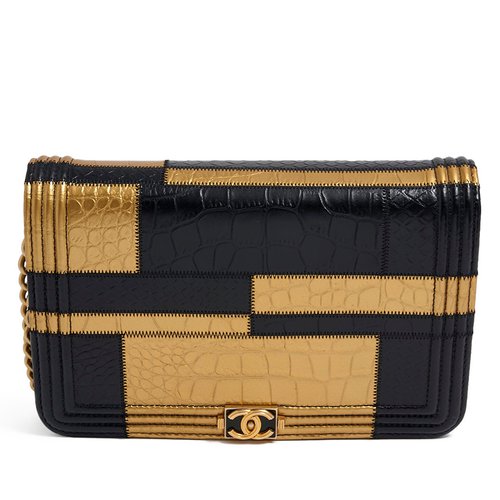 Allu CHANEL Wallet on Chain Embossed Calf 2019 Black/Gold - USBG00341