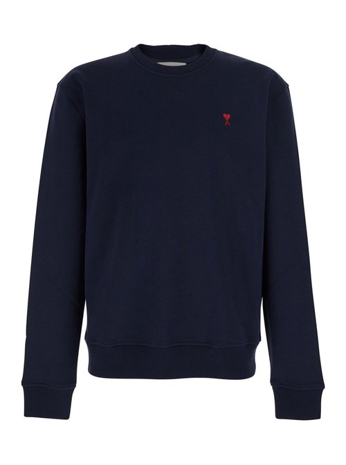 Ami Alexandre Mattiussi Blue Sweatshirt With Ami De Coeur Logo On The FrOnt In CottOn Man - BFUSW035730430