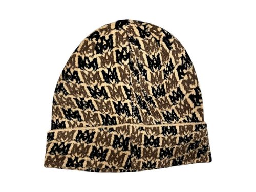AMIRI All Over Logo Beanie - Brown - AW23MAH006986