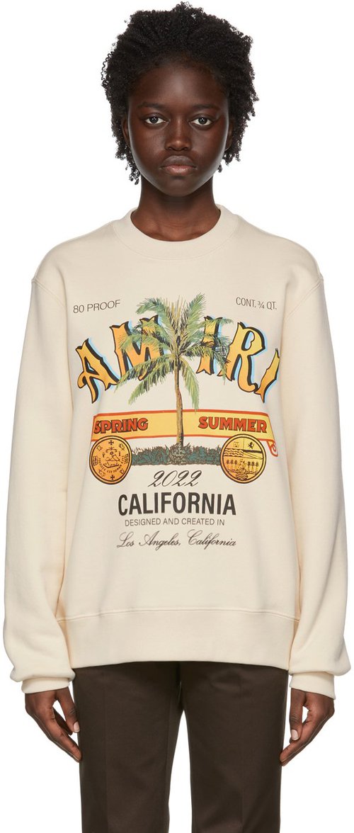 AMIRI Rum Label Long-Sleeve Crew - Almond - SS22MJG002