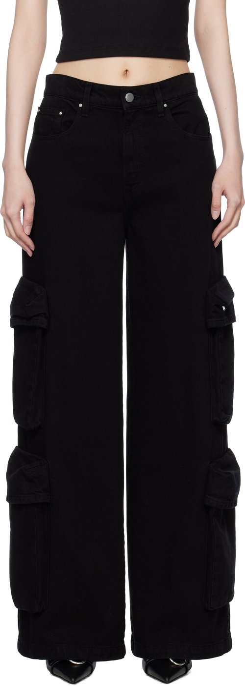 AMIRI Black Baggy Denim Cargo Pants - Black OD - AWDNCG1015
