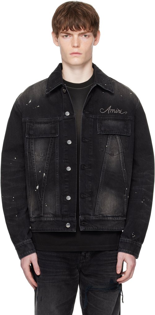AMIRI Bleach Bandana Denim Jacket | Size L - Faded Black - AMDNTR1025