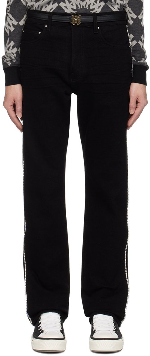 AMIRI Black Crystal Stripe Slim Jeans - Black OD - AMDNSM1006
