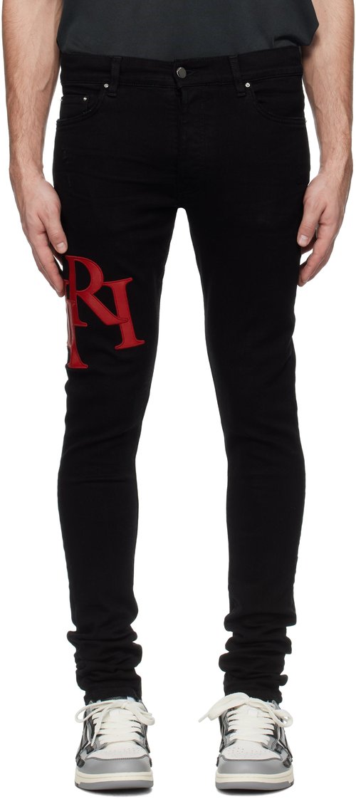 AMIRI Staggered Logo Skinny Jean - Antique Indigo Black - AMDNSY1114