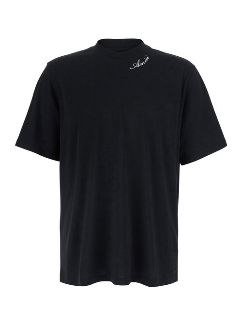 AMIRI Black T-Shirt With Round Neck And Logo Detail On The Front Cotton For Tshirts Polo Shirts - AMTOJR1164001