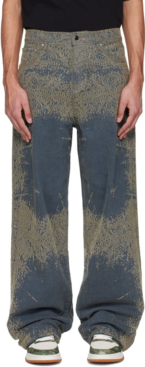 AMIRI Blue Faded Bandana Baggy Jeans - Tarnished Indigo - AMBMJE1040
