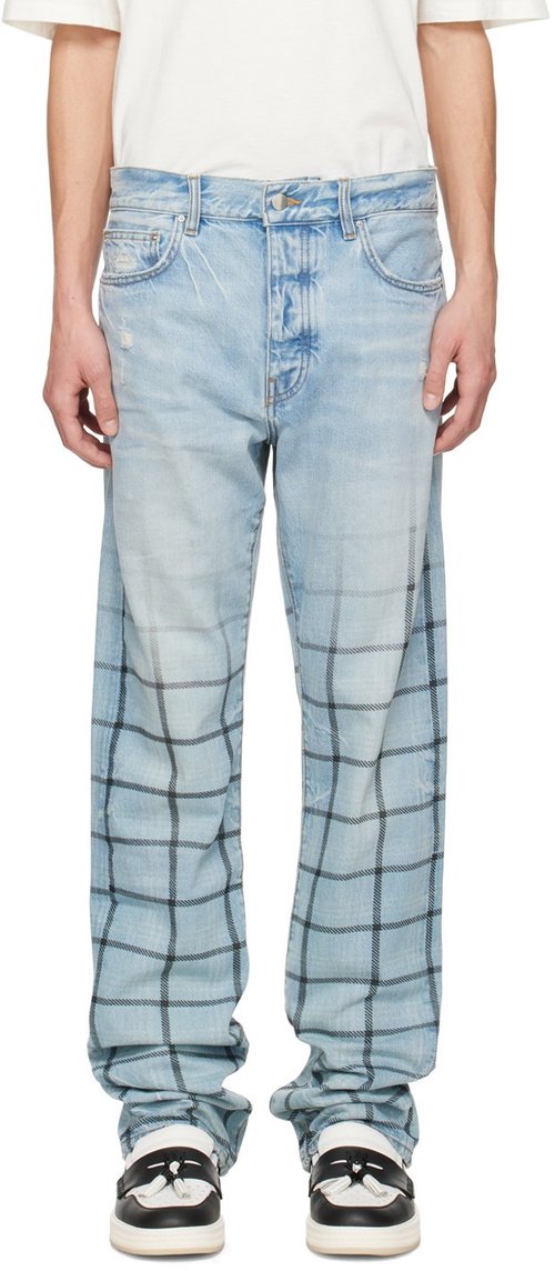 AMIRI Blue Faded Out Plaid Jeans - Indigo Blue Plaid - AMDNGH1003