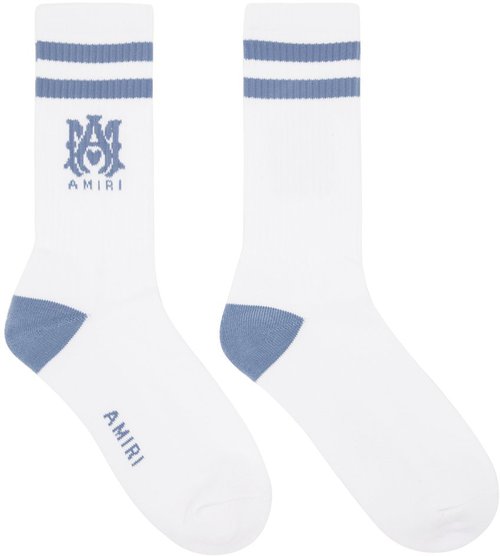 AMIRI Ma Stripe Socks - White/Dusty - PF22MHR004