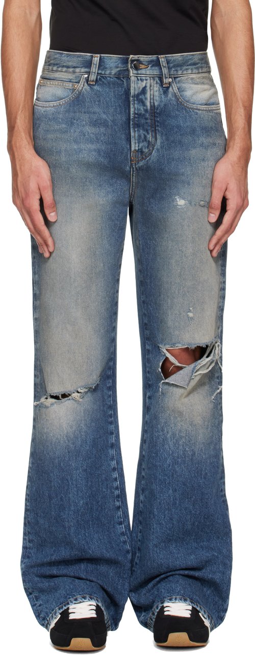 AMIRI Blue Slashed Bootcut Jeans - Denim Lapis - AMBMJE1106