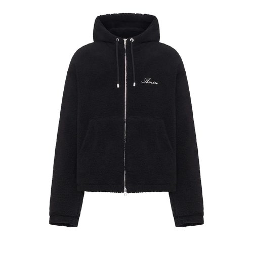 AMIRI Bones Fleece Zip Hoodie - Black - AMOUJA1010