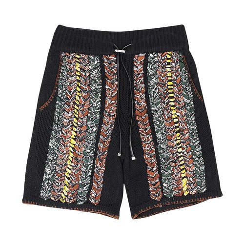 AMIRI Braided Bandana Shorts - Black-Cotton Silk Kn - SS22MKB002
