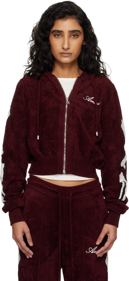 AMIRI Burgundy Bones Track Jacket - Aged Port - AWTOKN1014